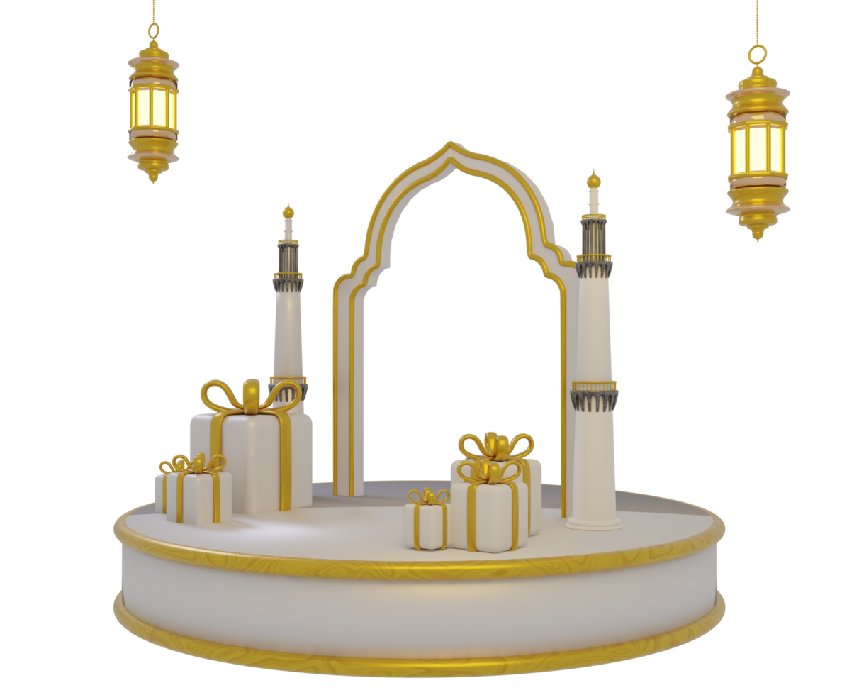 3d islamic ikon med podium png