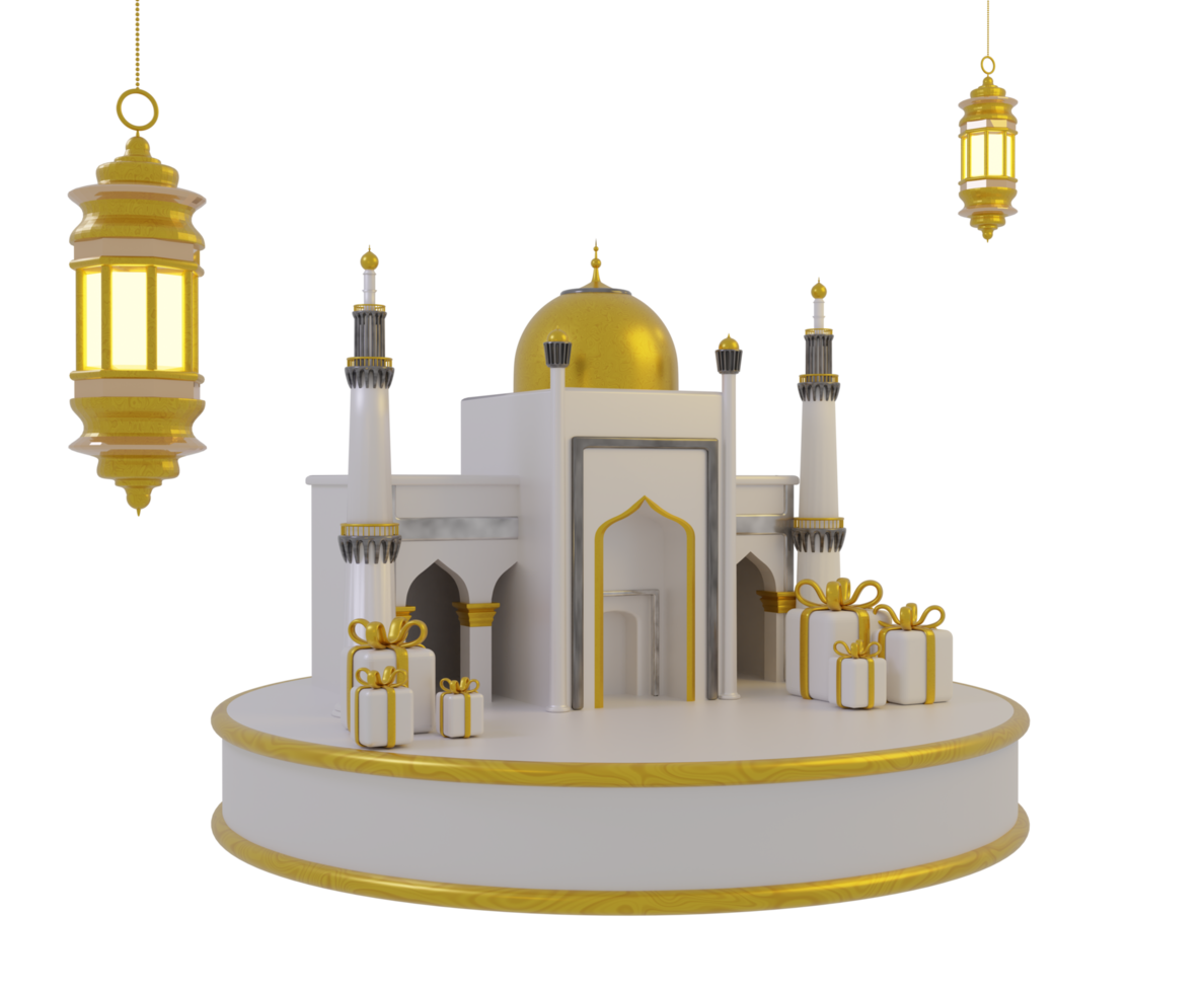 3d Islamic icon with podium png