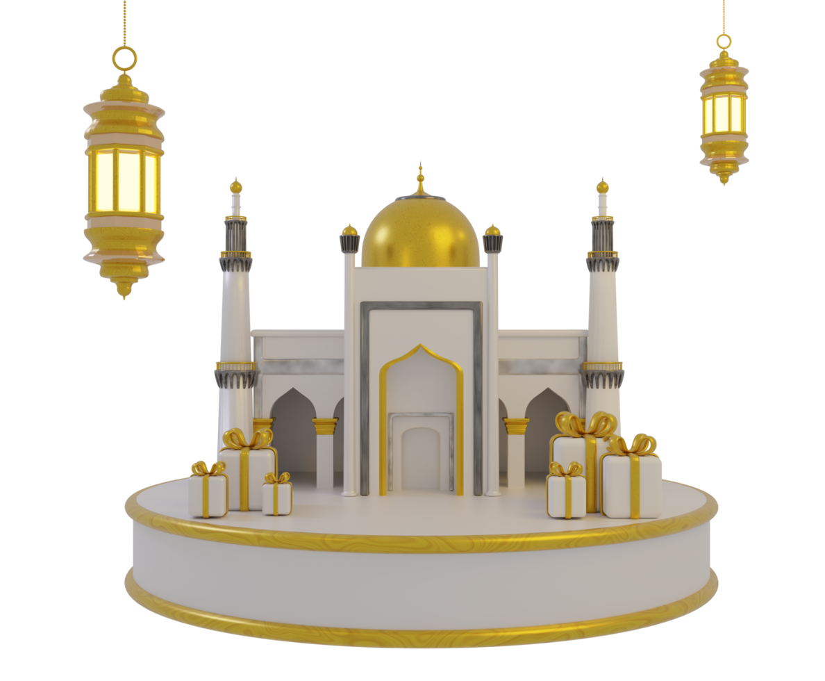 3d Islamic icon with podium png