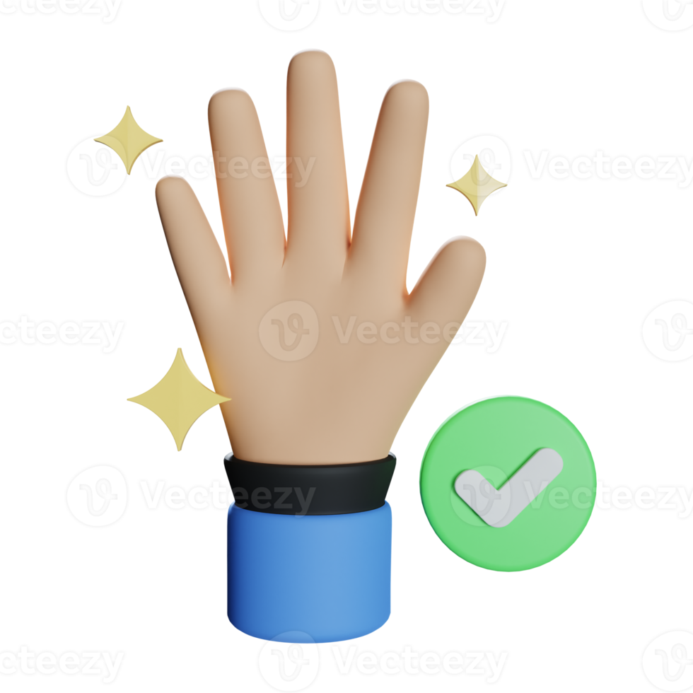 clean hand 3d icon illustration png