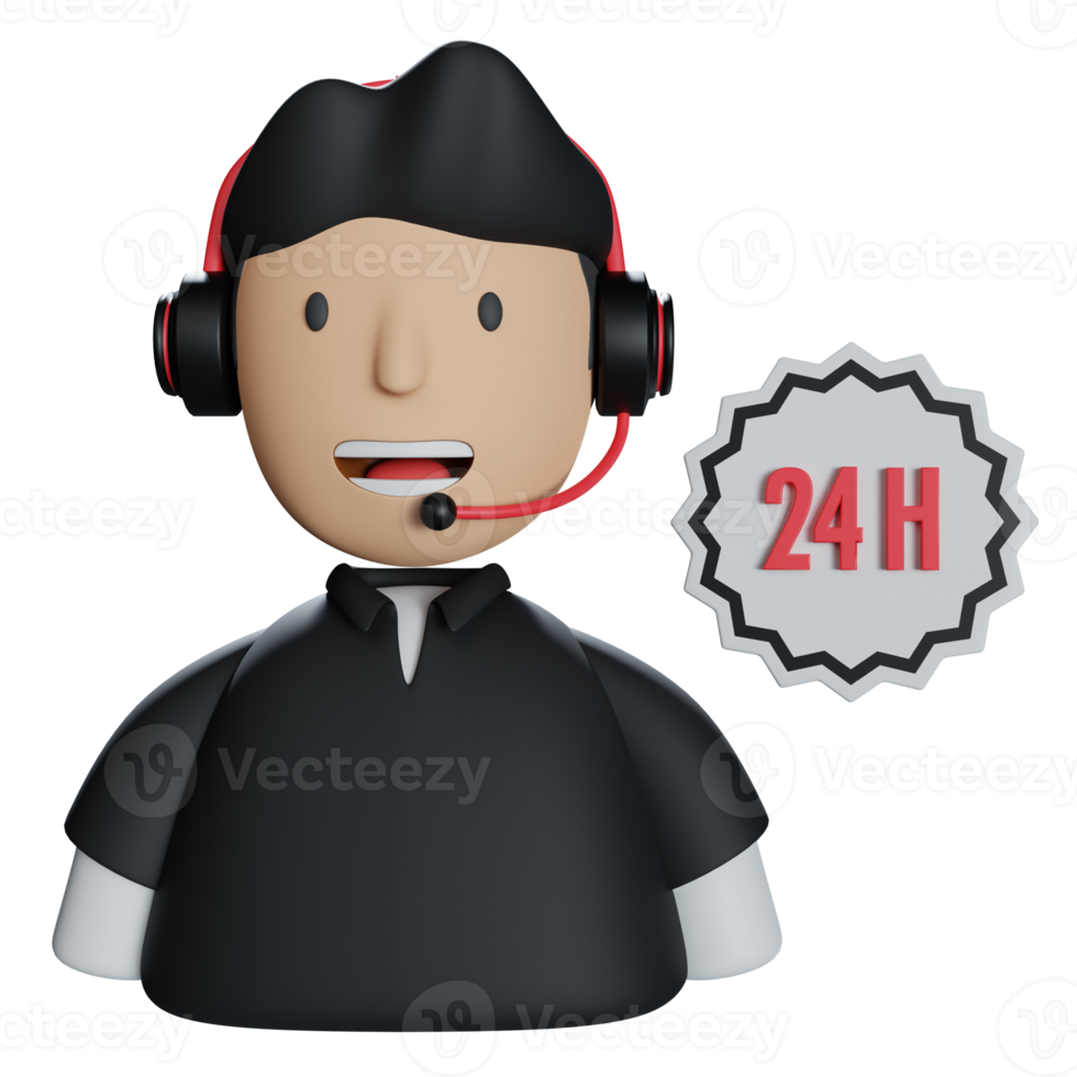 24 horas Servicio 3d icono ilustración png