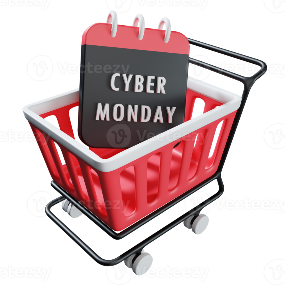 cyber monday shopping 3d icon illustration png