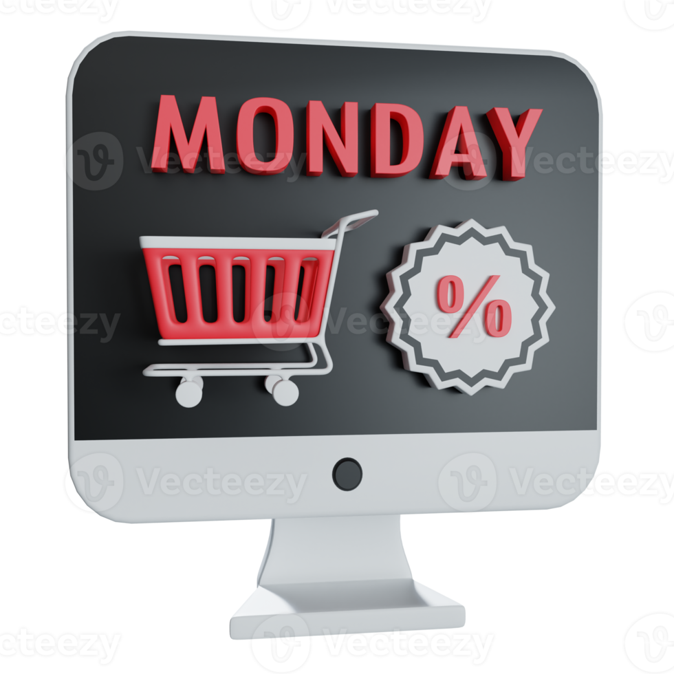 cyber monday discount 3d icon illustration png