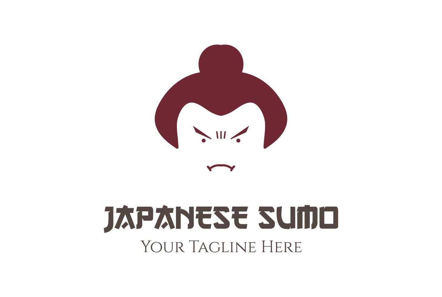 sencillo minimalista japonés linda grasa sumo hombre pelo cabeza cara dibujos animados personaje mascota logo vector