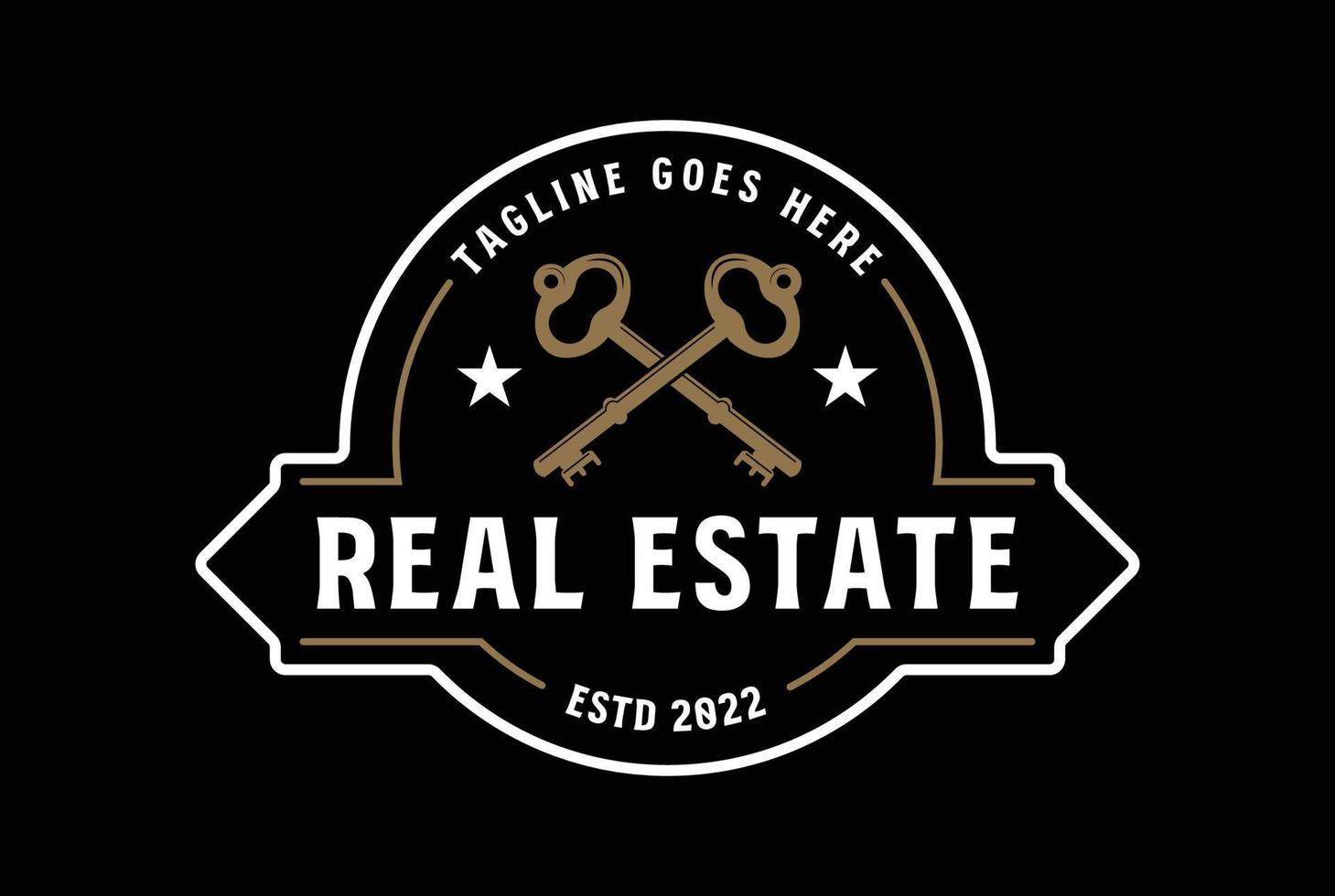 Vintage Retro Crossed Key for Rent Real Estate House Property Badge Emblem Label Logo vector