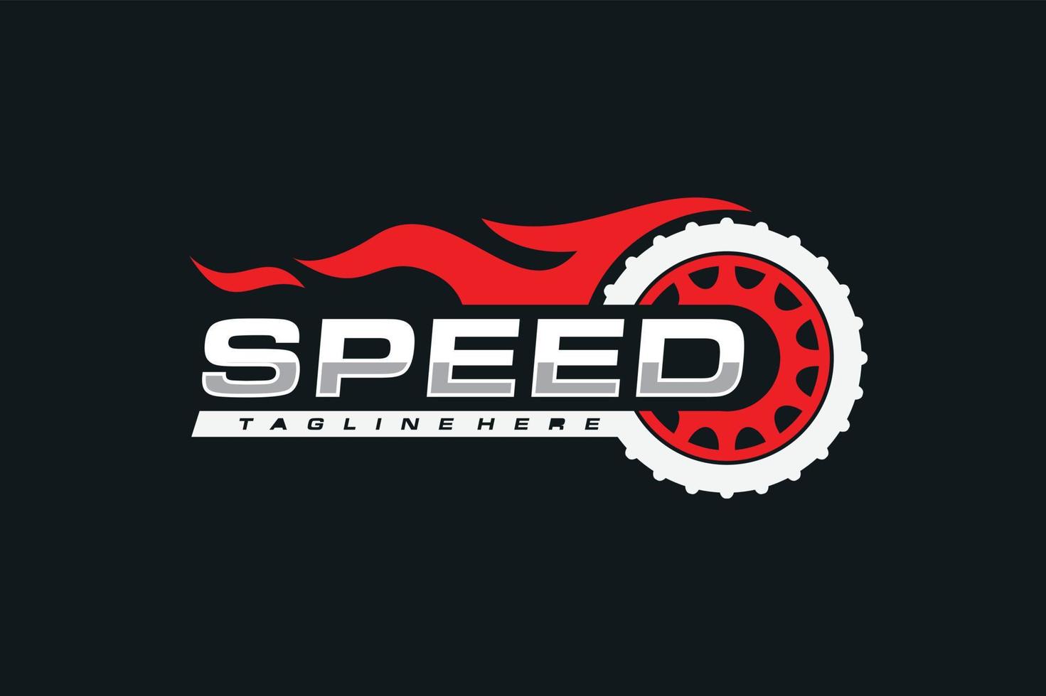 rueda velocidad fuego logo vector