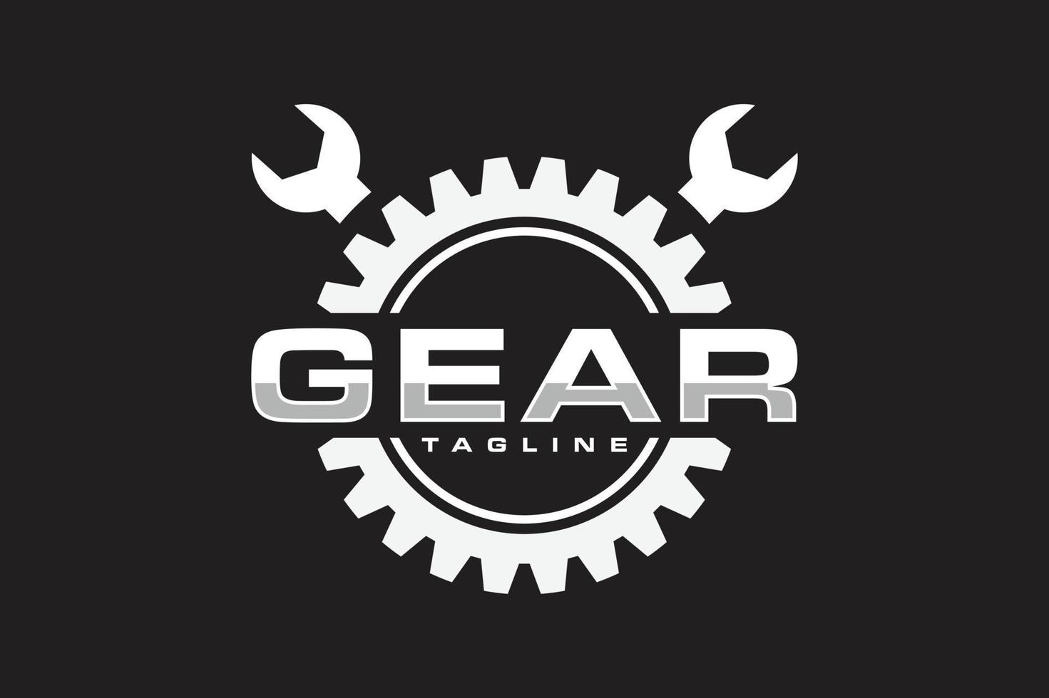 gear wrench emblem logo vector
