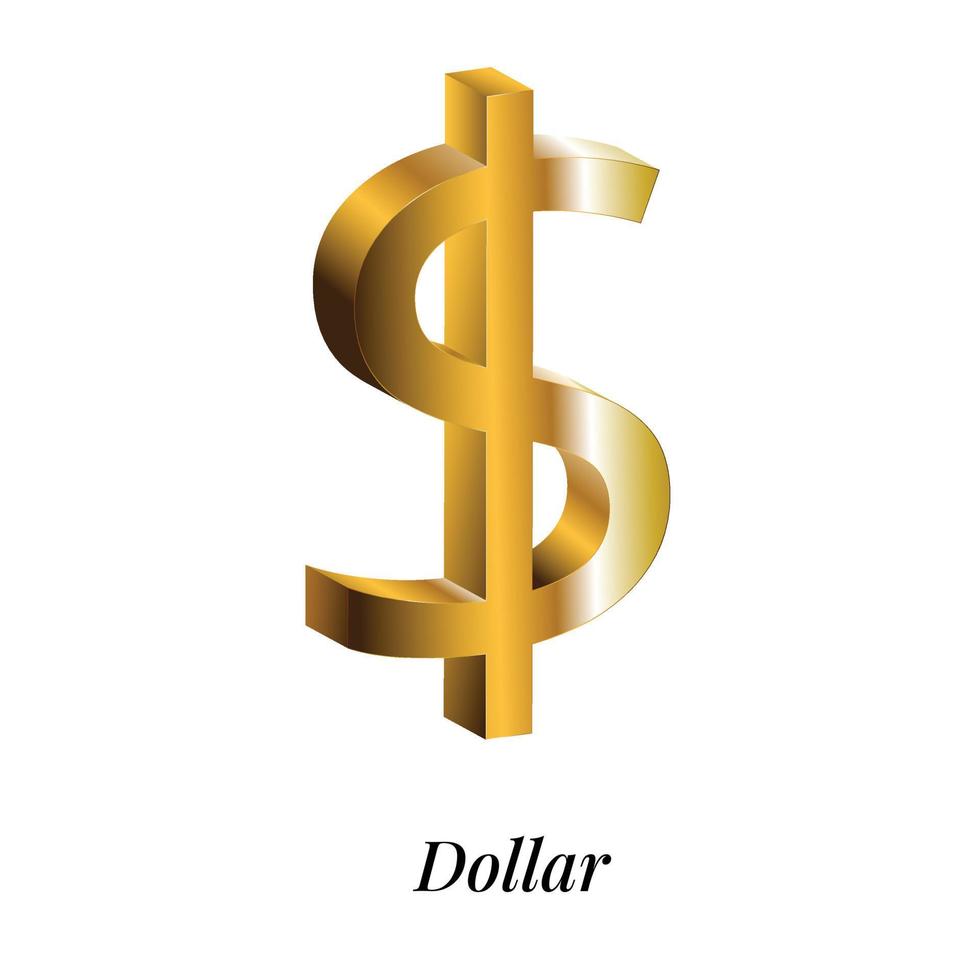 Golden dollar symbol .USD sign.American currency vector