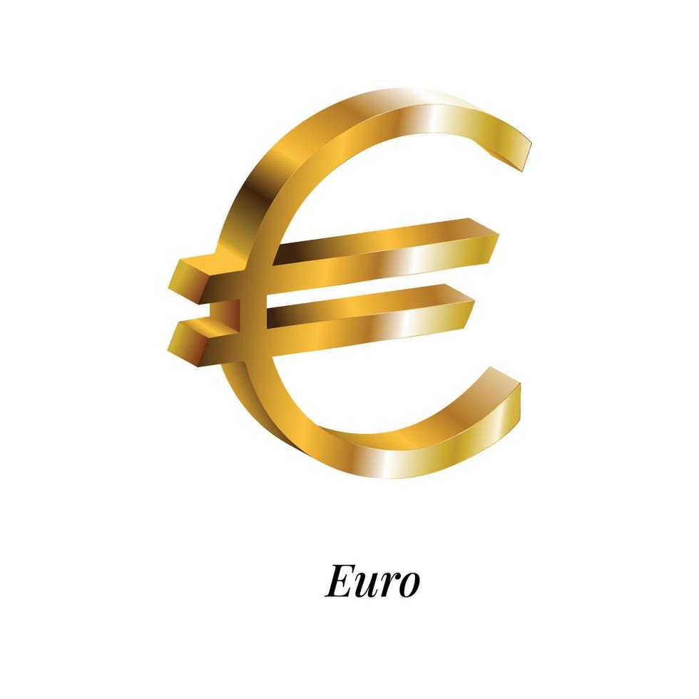 Euro currency symbol.Isolated golden Euro sign vector