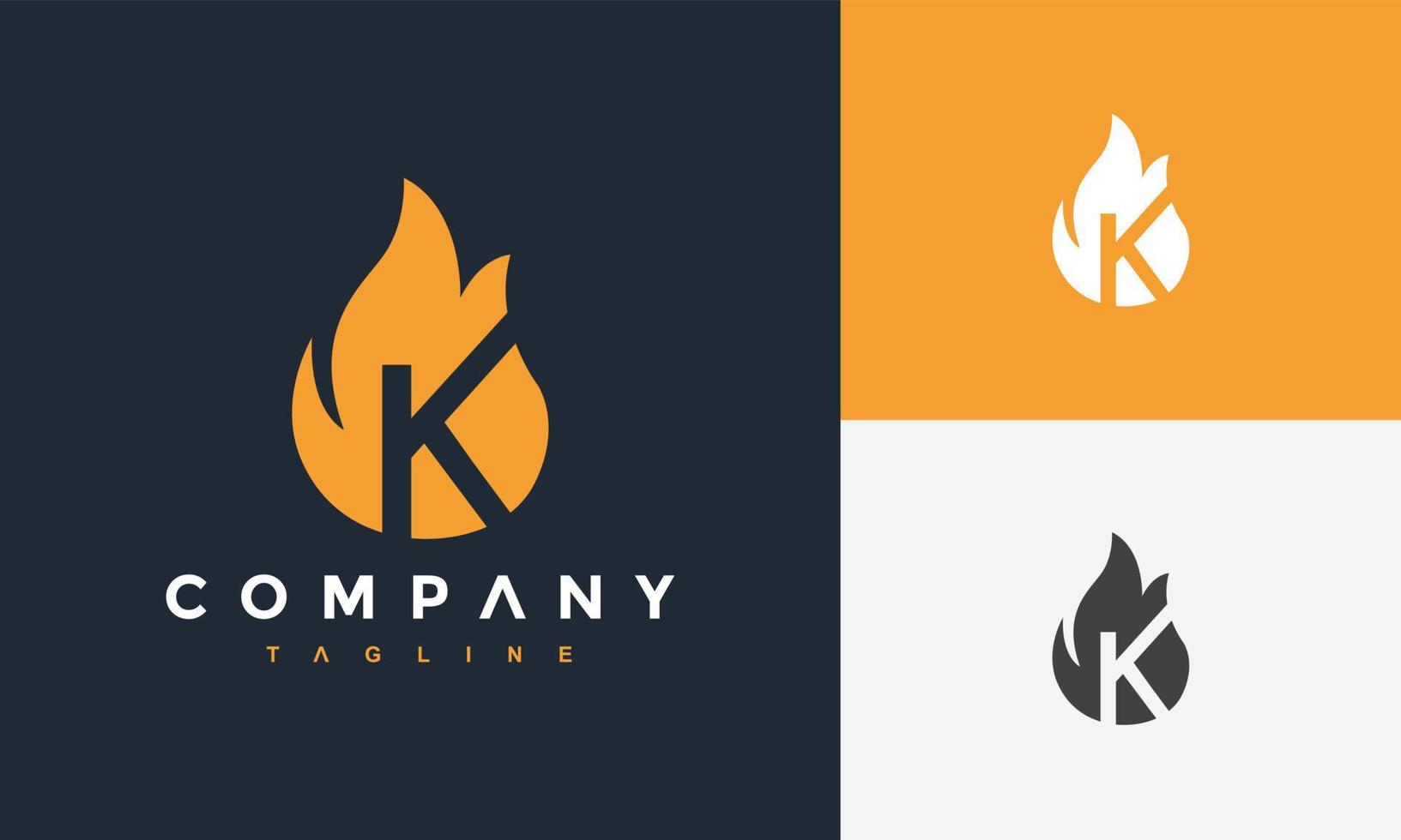 letra k fuego logo vector