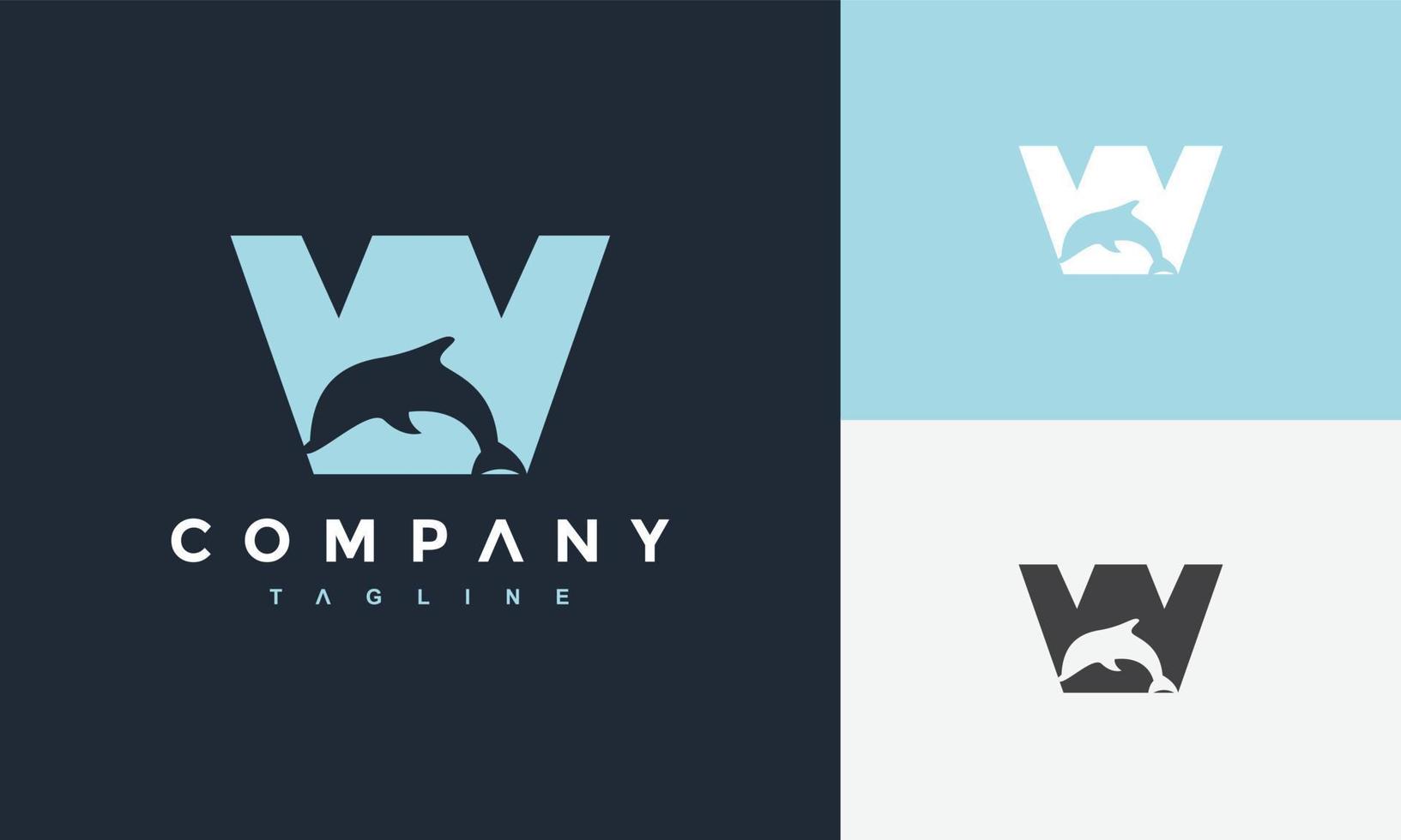 letter W dolphin logo vector