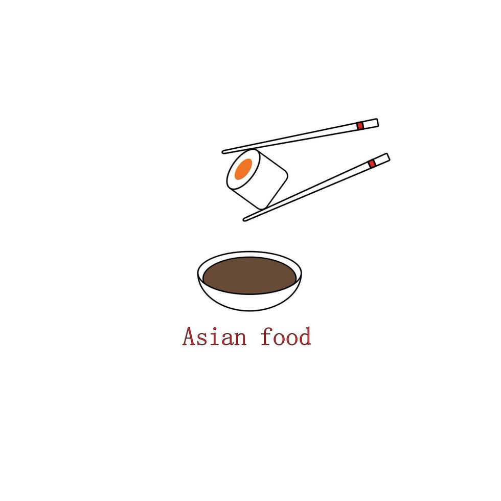 Logo of sushi with chopsticks and soy sauce on the theme of asian food vector