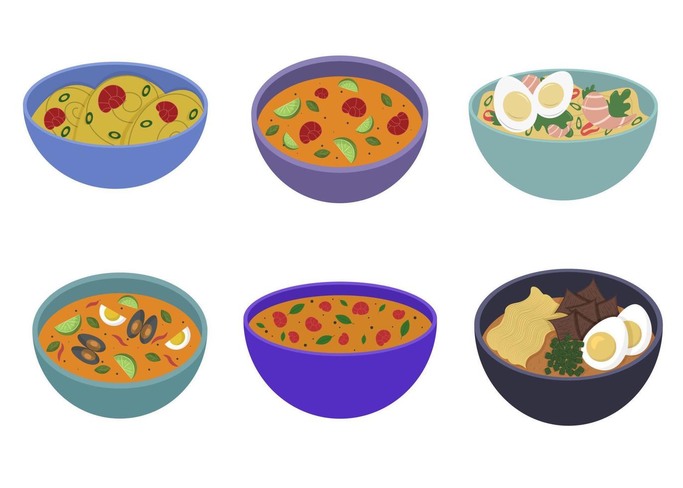 conjunto de asiático platos. ilustración en el tema de japonés cocina vector