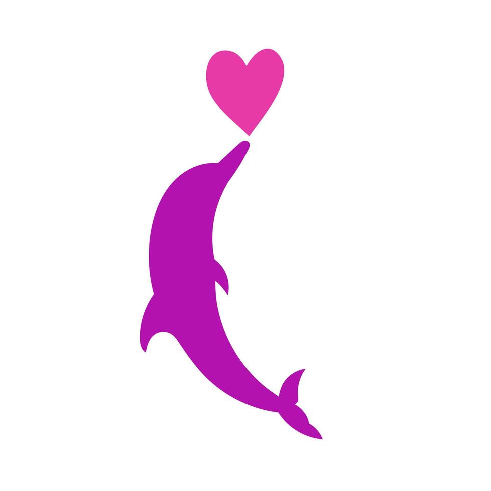 Dolphin heart silhouette vector illustration