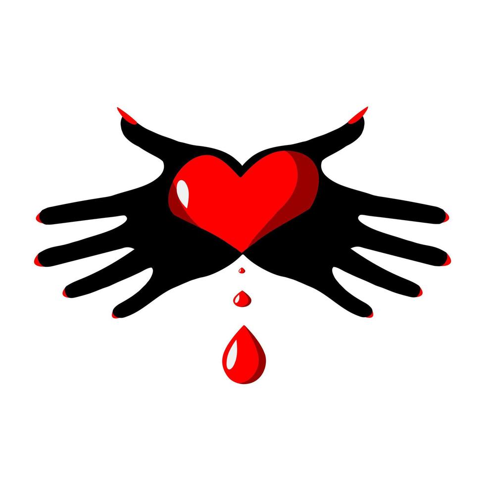 Heart bleeding in the palm of your hand vector
