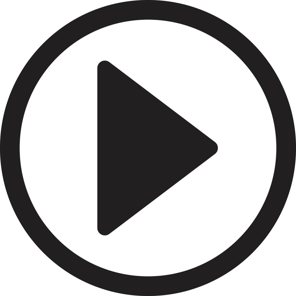 Play button icon vector in black . Play sign
