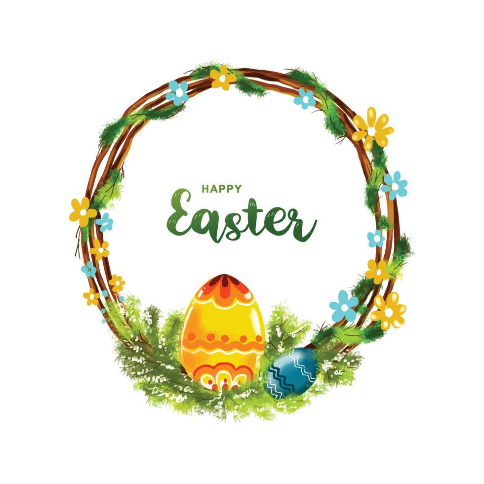 contento Pascua de Resurrección vistoso pintado huevo tarjeta diseño vector