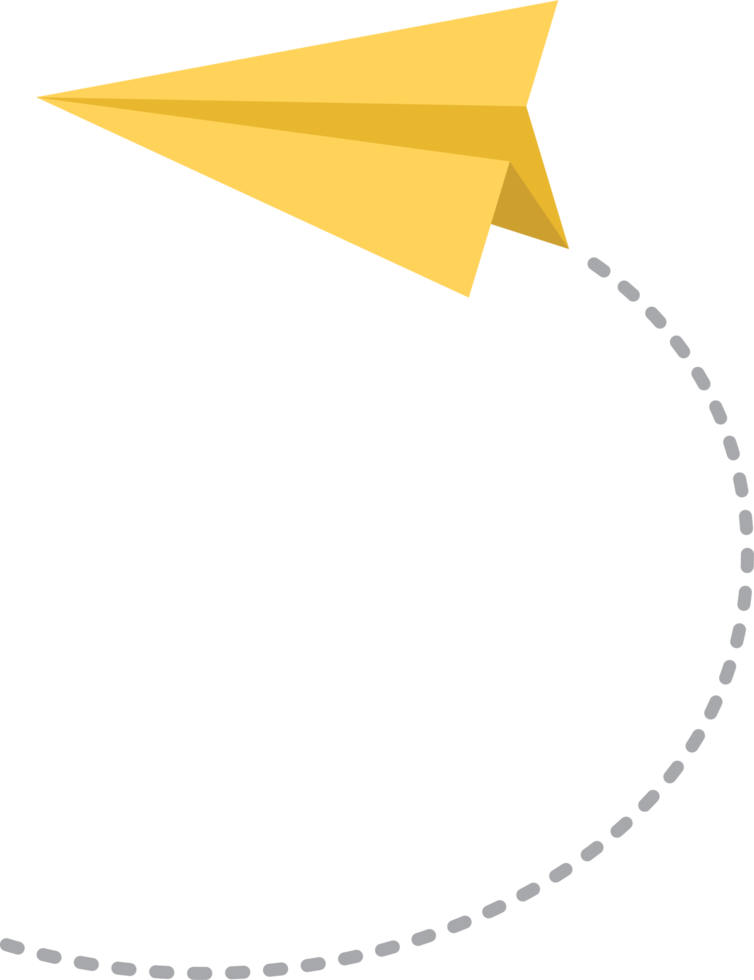 Paper airplane with dotted path png