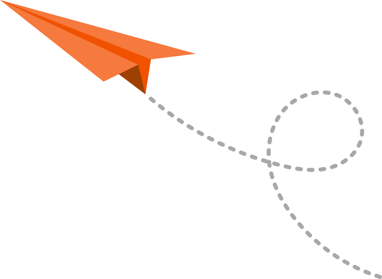 Paper airplane with dotted path png