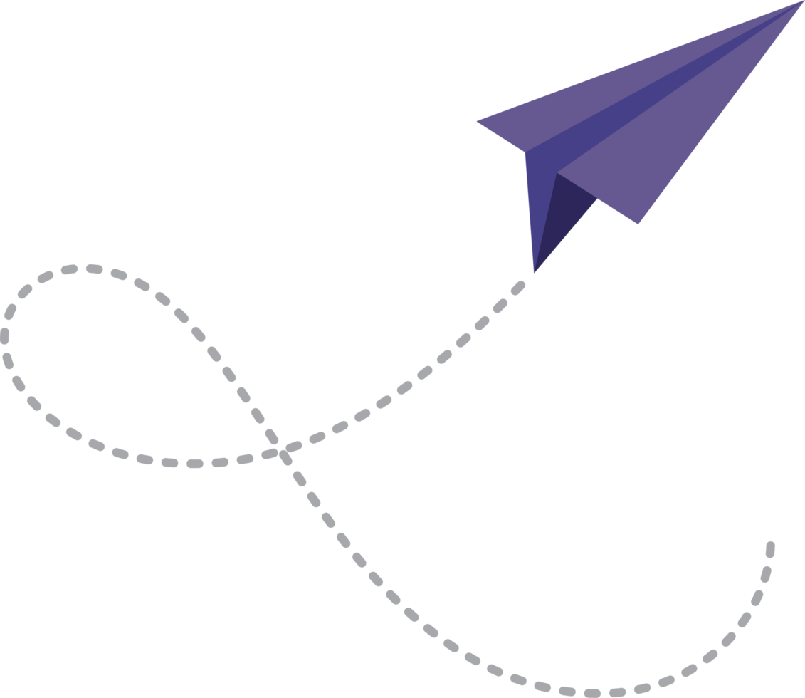 Paper airplane with dotted path png