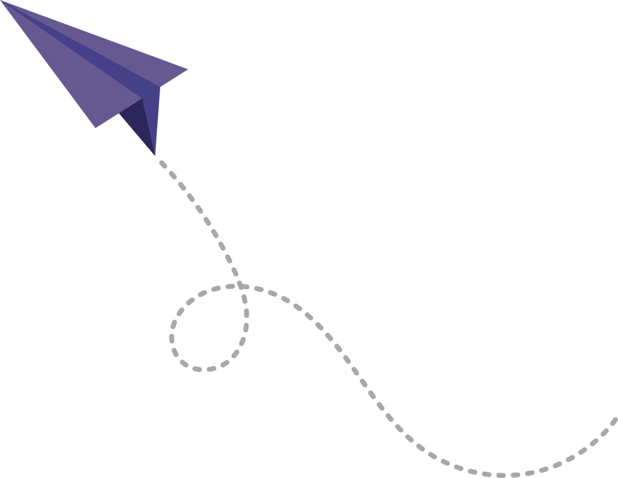 Paper airplane with dotted path png