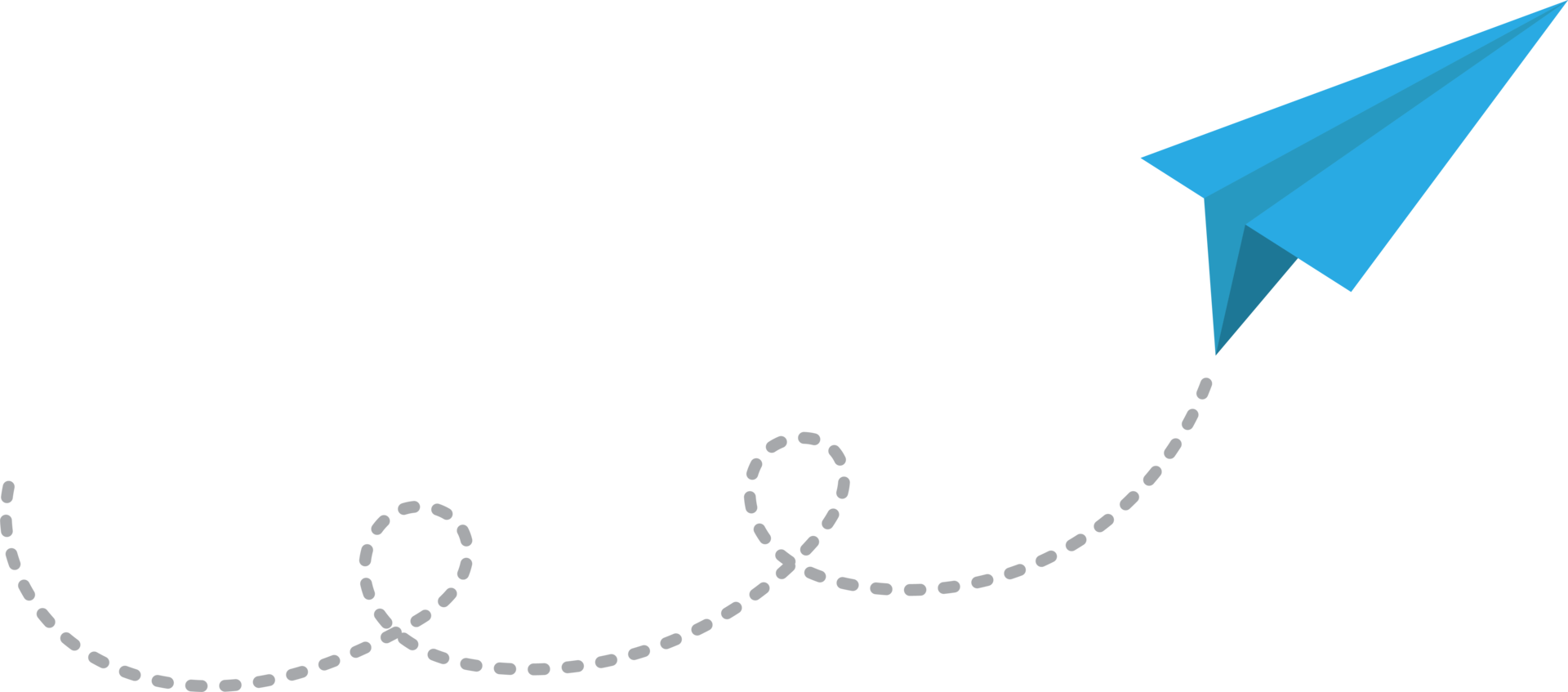 Paper airplane with dotted path png