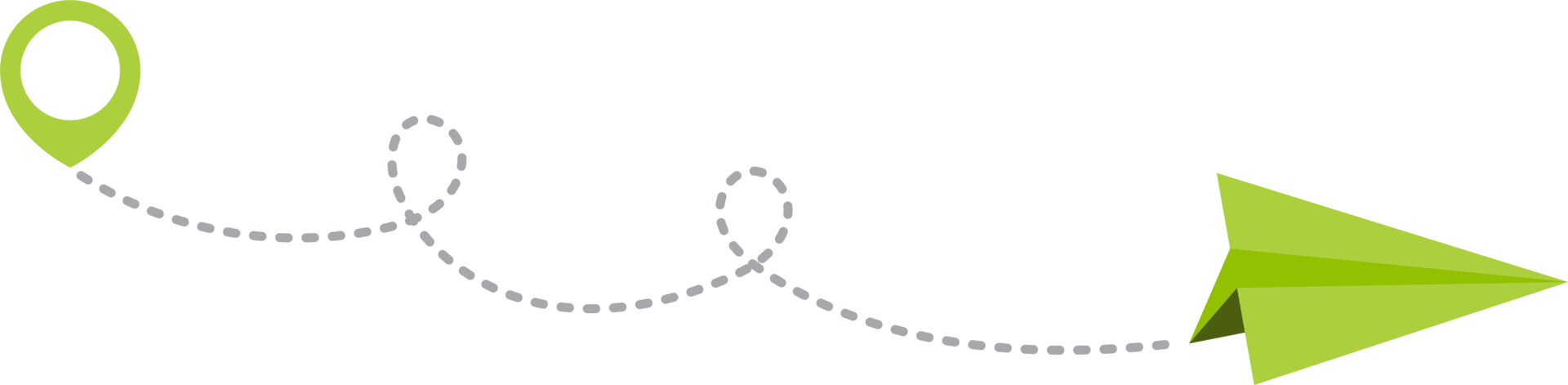 Paper airplane with dotted trace and map pointer pin png