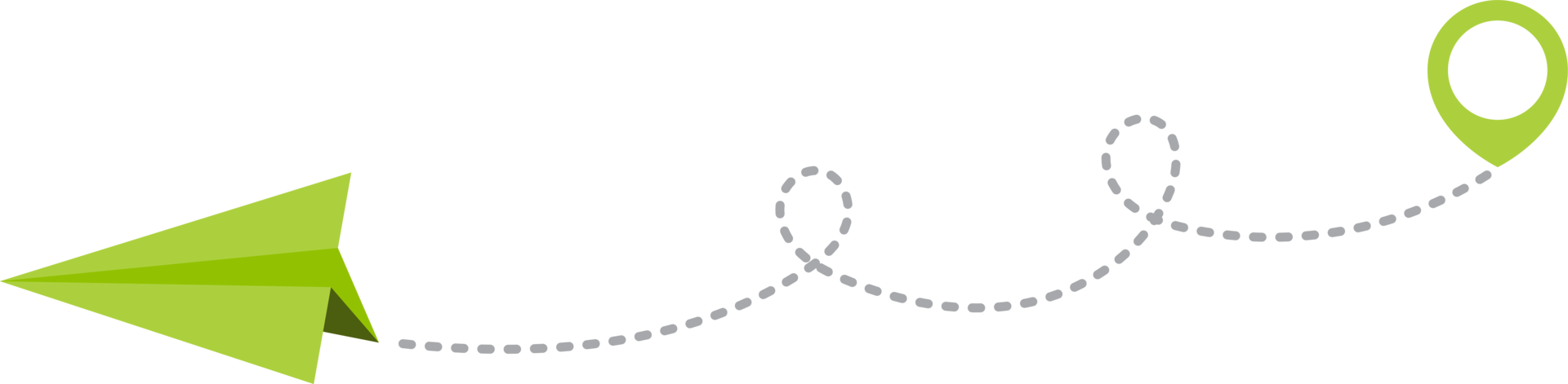 Paper airplane with dotted trace and map pointer pin png