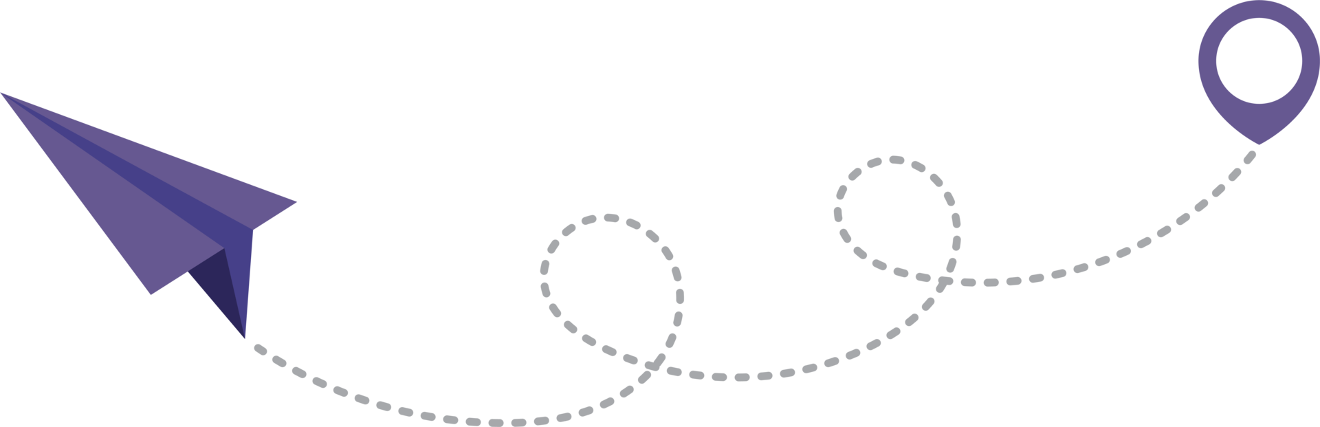 Paper airplane with dotted trace and map pointer pin png