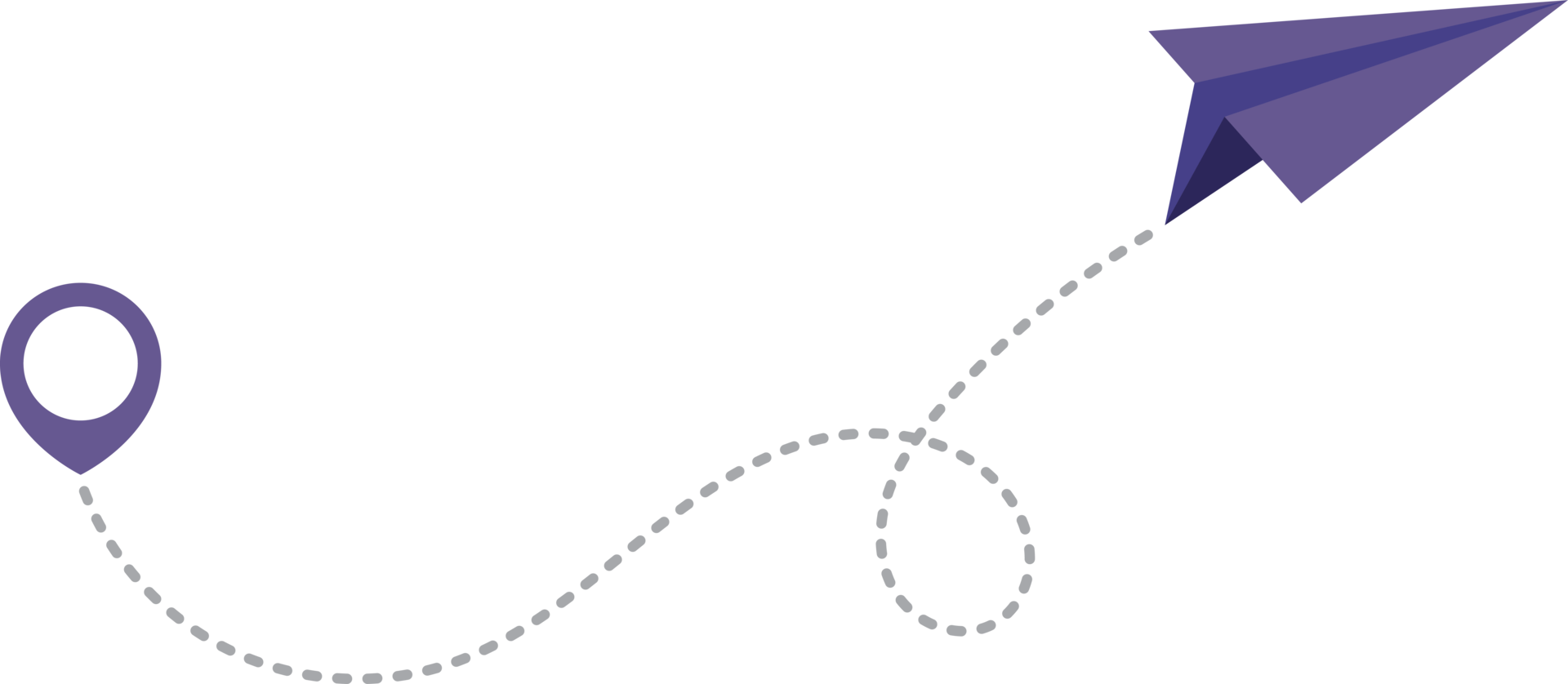 Papier Flugzeug mit gepunktet Spur und Karte Zeiger Stift png