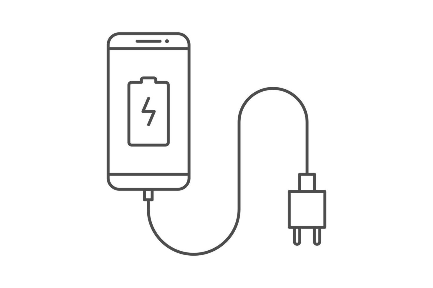 teléfono inteligente cargador adaptador línea icono firmar símbolo vector, teléfono inteligente, eléctrico enchufe, adaptador, cargando batería notificación vector