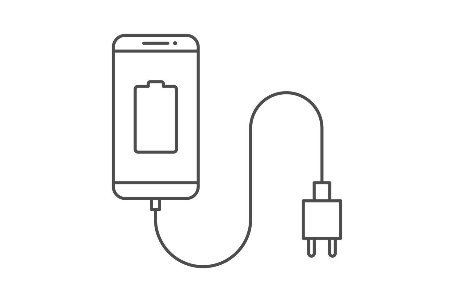 teléfono inteligente cargador adaptador línea icono firmar símbolo vector, teléfono inteligente, eléctrico enchufe, adaptador, bajo batería notificación vector