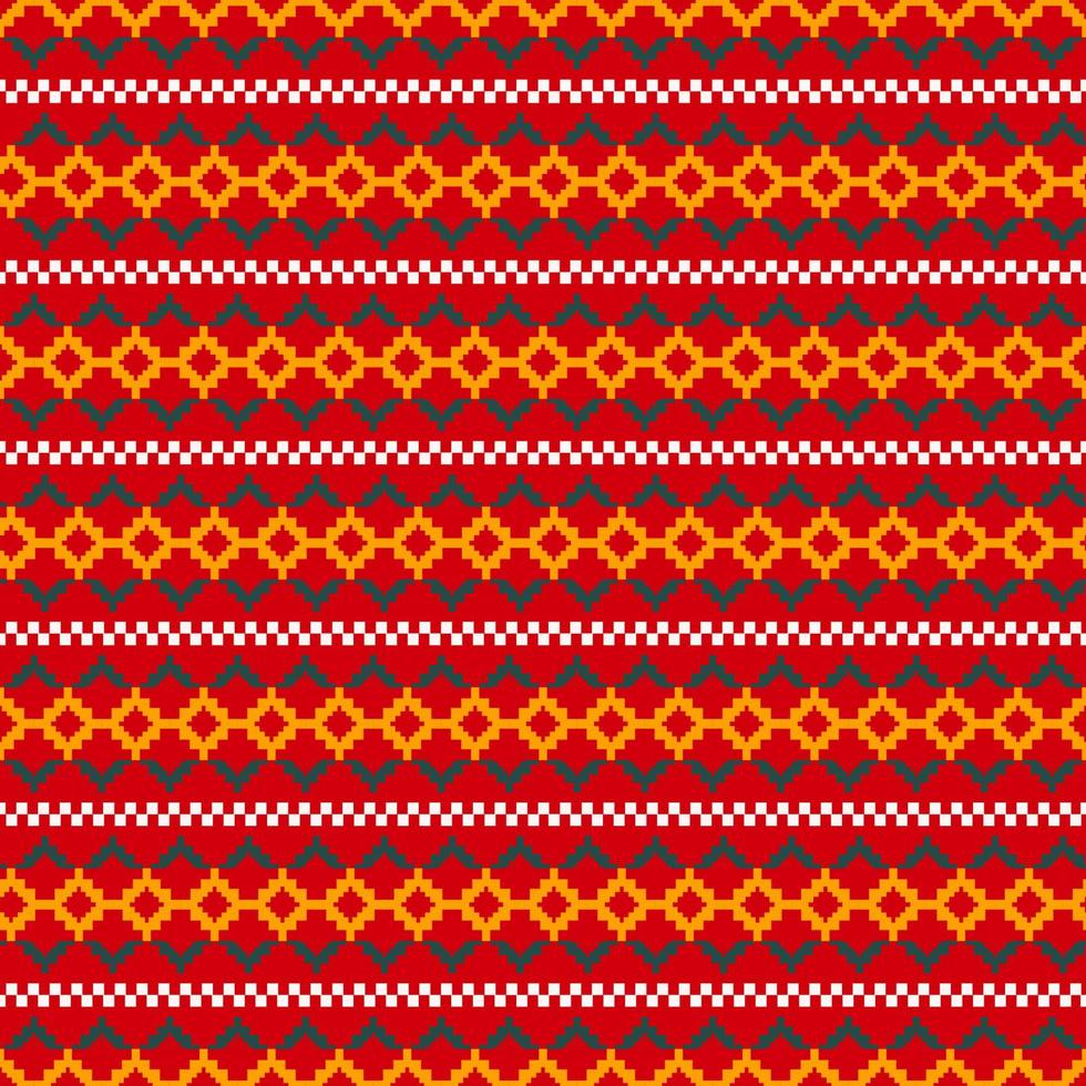 Ethnic traditional colorful knit pattern. Aztec geometric shape seamless pattern background. Ethnic knitting pattern use for fabric, textile, home decoration elements, upholstery, wrapping. vector