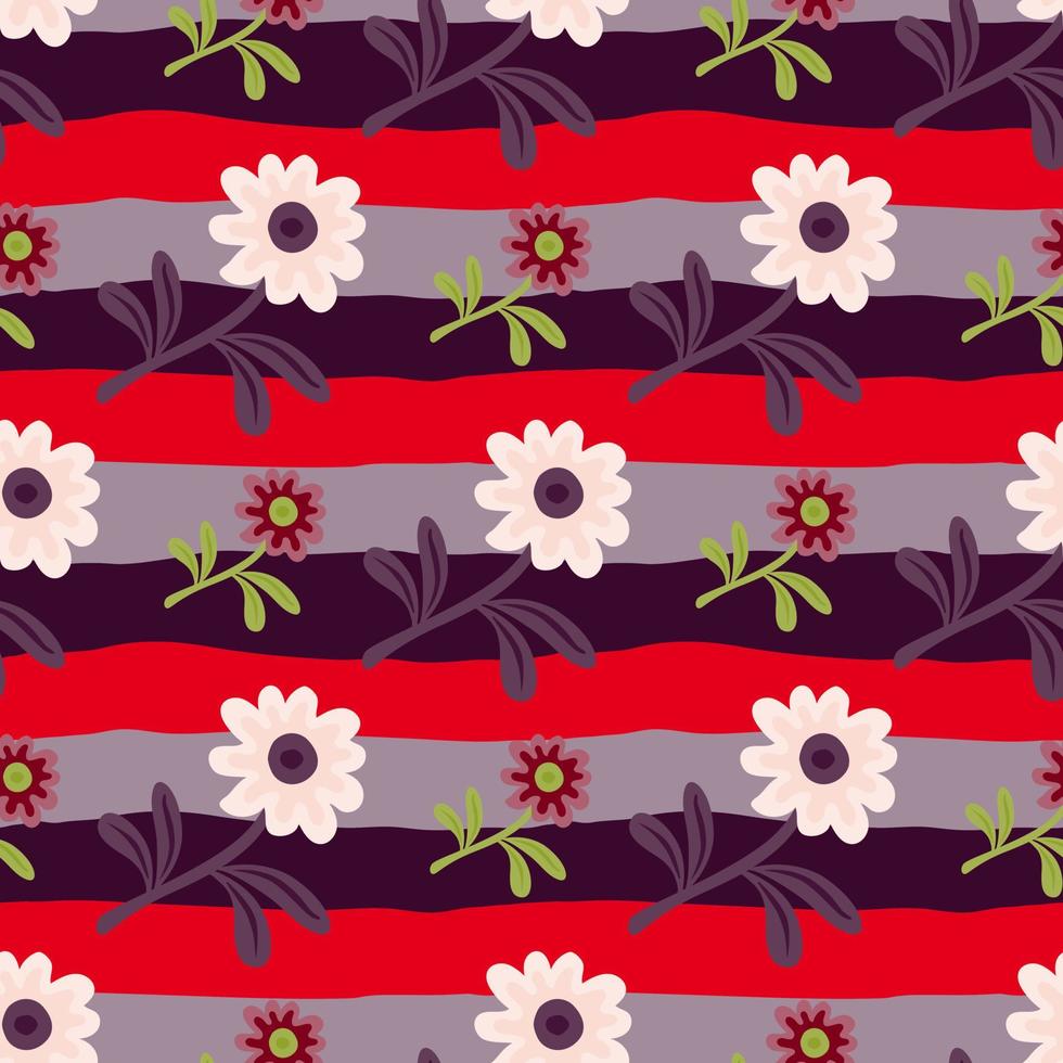 Cute flower seamless pattern in simple style. Hand drawn floral endless background. vector