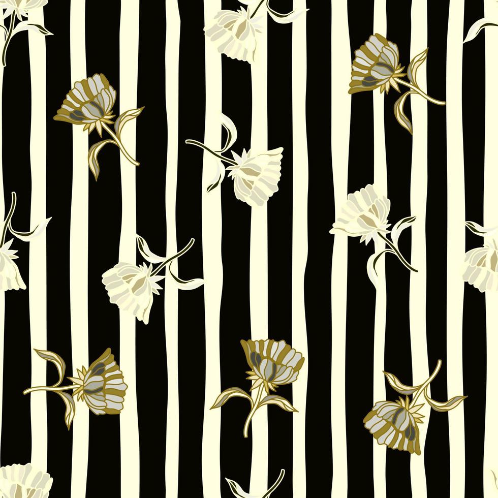 Seamless pattern with hand drawn flowers and leaves. Abstract floral wallpaper. vector