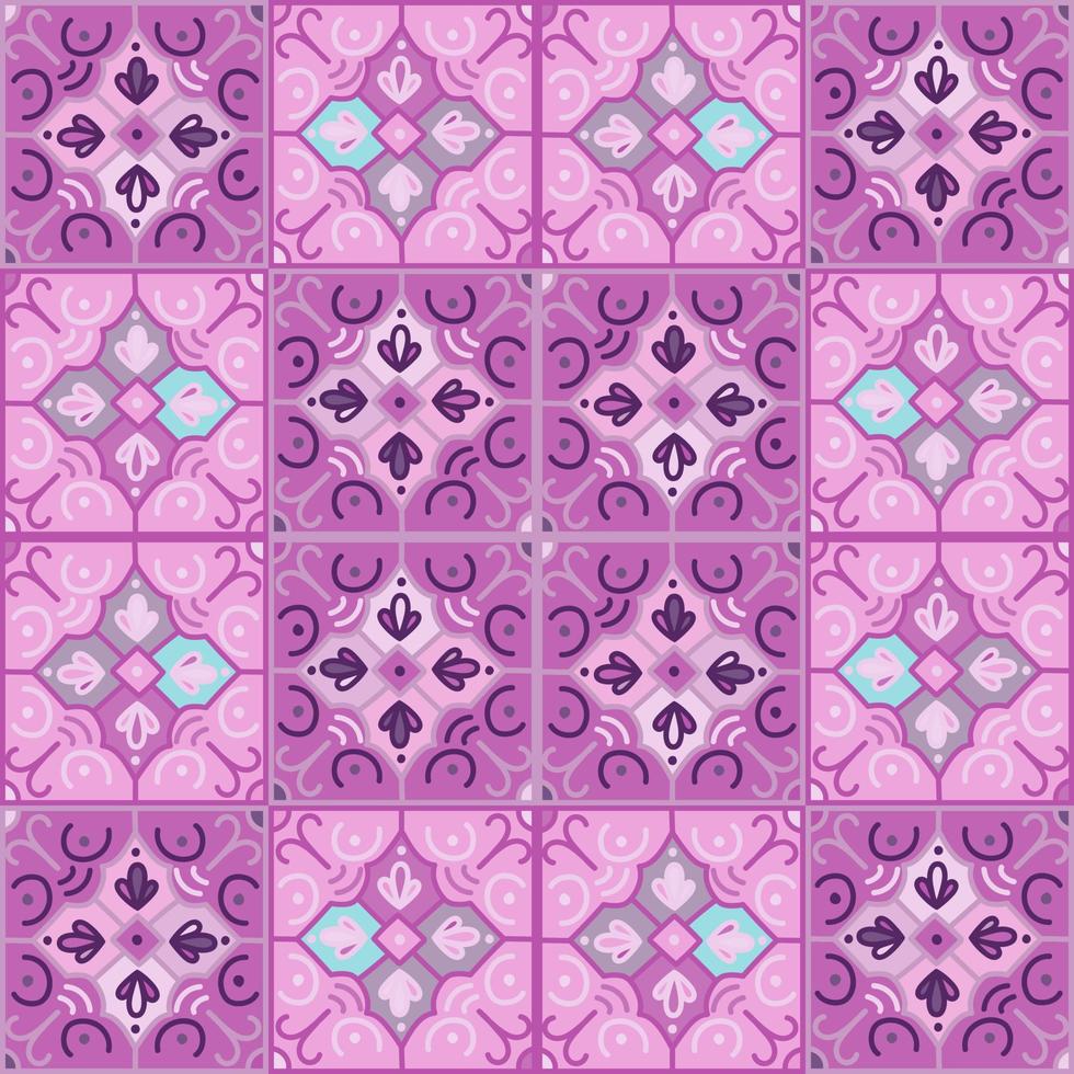 Seamless pattern with decorative mosaic elements. Vintage tile. Abstract geometric ornamental wallpaper. vector