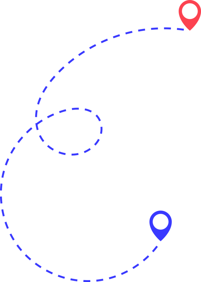 rota ícone entre dois pontos com pontilhado caminho e localização PIN png