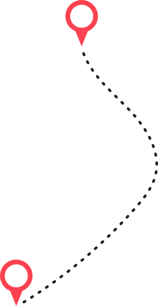 Route icon between two points with dotted path and location pin png