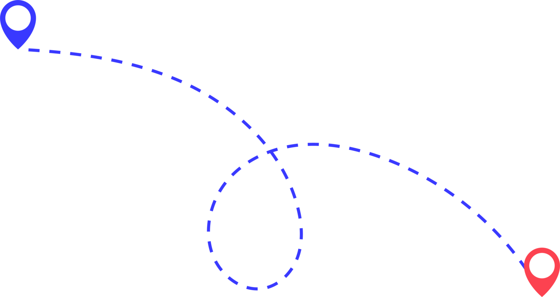 Route icon between two points with dotted path and location pin png