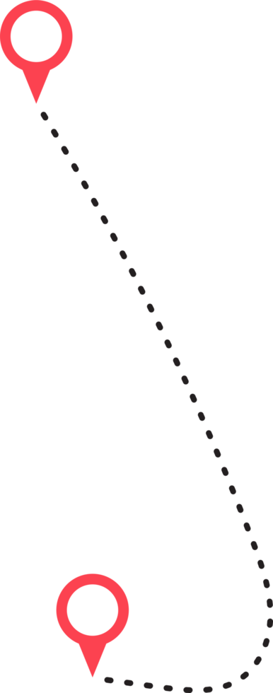 Route Symbol zwischen zwei Punkte mit gepunktet Pfad und Ort Stift png