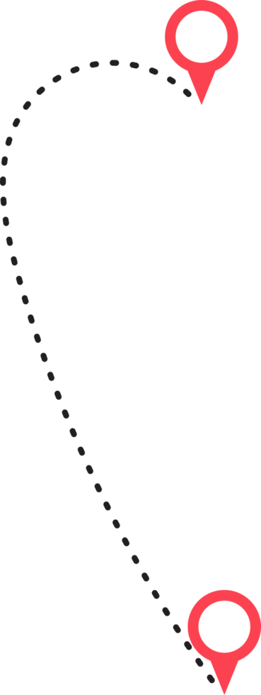 Route icon between two points with dotted path and location pin png