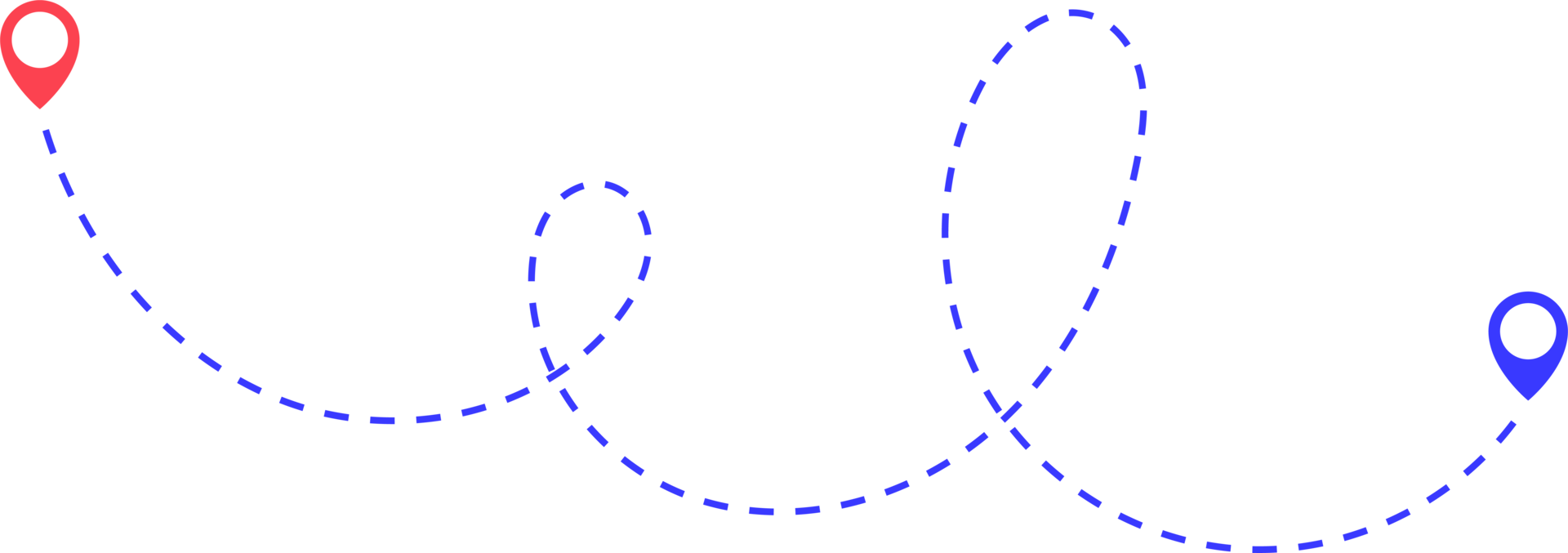 route icône entre deux points avec à pois chemin et emplacement épingle png