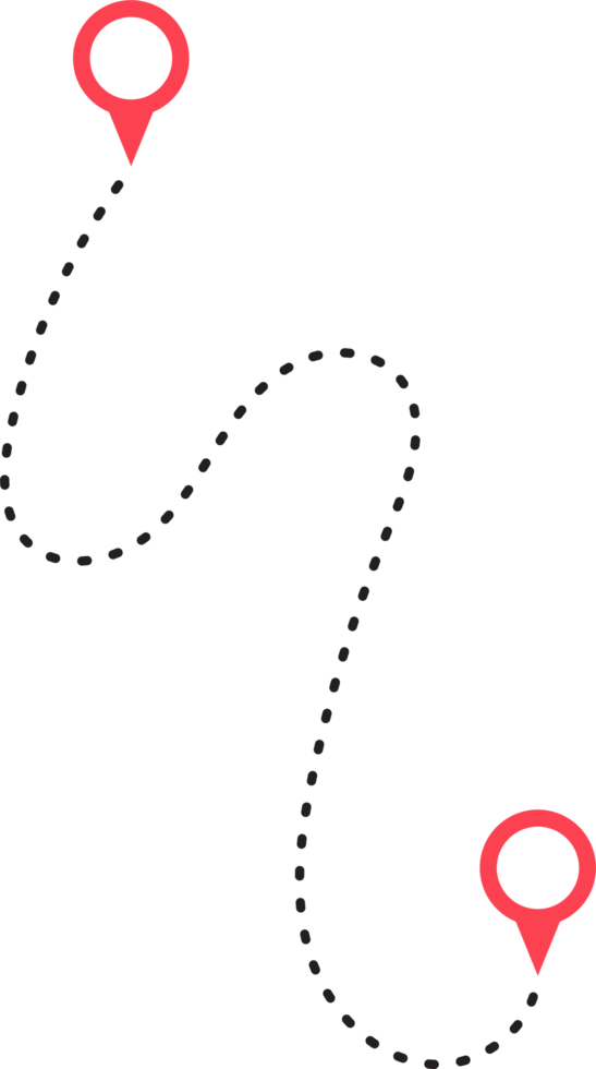 Route icon between two points with dotted path and location pin png