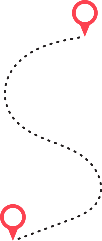 Route icon between two points with dotted path and location pin png