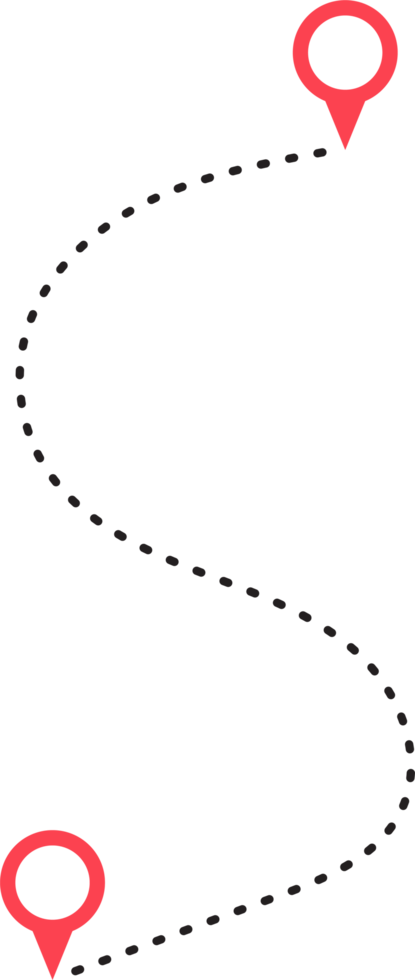 rota ícone entre dois pontos com pontilhado caminho e localização PIN png
