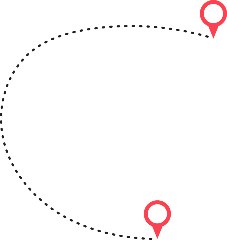 Route Symbol zwischen zwei Punkte mit gepunktet Pfad und Ort Stift png