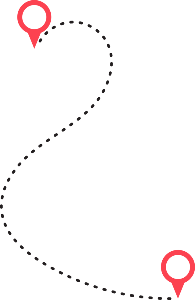 Route icon between two points with dotted path and location pin png