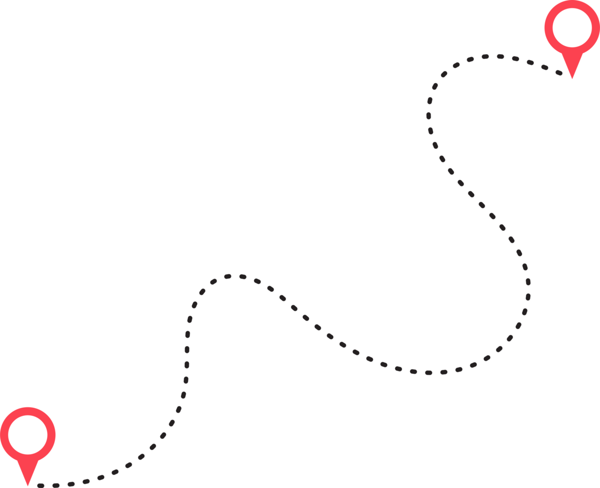 route icône entre deux points avec à pois chemin et emplacement épingle png