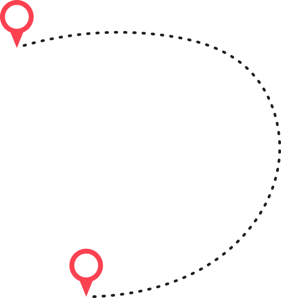 Route icon between two points with dotted path and location pin png