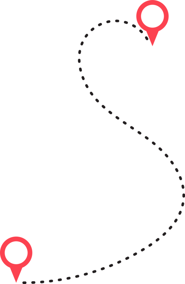 Route icon between two points with dotted path and location pin png